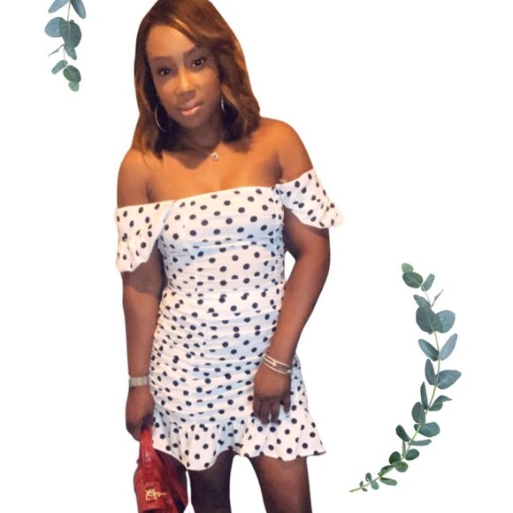 White Polka Dot Ruched Crop Top & Ruffle Hem Skirt - Picture 2 of 2